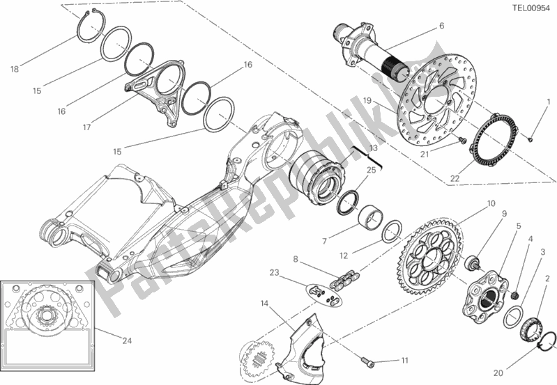 All parts for the Hub, Rear Wheel of the Ducati Diavel FL Thailand 1200 2018